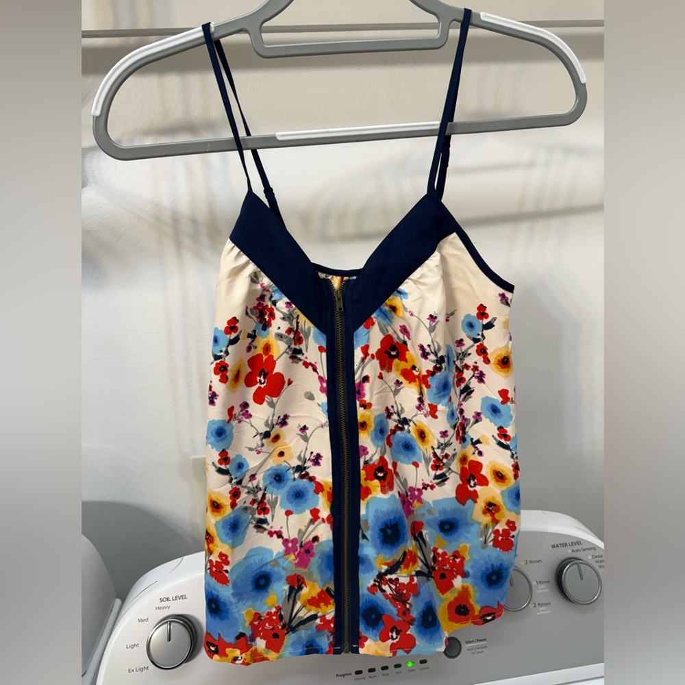 Lauren Conrad Floral Design Cami Women’s Top- front zipper closure, size small